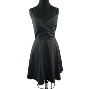 A.B.S. By Allen Schwartz Black White Dress Polka Dot Sweetheart Neck Zipper Sz 8